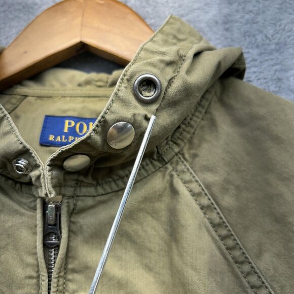 Polo Ralph Lauren Jacket Mens Small Green Hooded Cotton Nylon Zip Vent Field - Picture 11 of 14